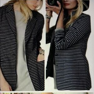 J Jill Jersey Knit Striped Cotton Blend Blazer L